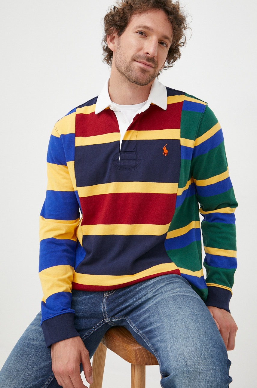 

Памучна блуза с дълги ръкави Polo Ralph Lauren с десен, Многоцветен