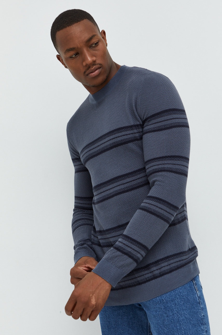 

Пуловер Produkt by Jack & Jones мъжки в тъмносиньо от лека материя, Тъмносин