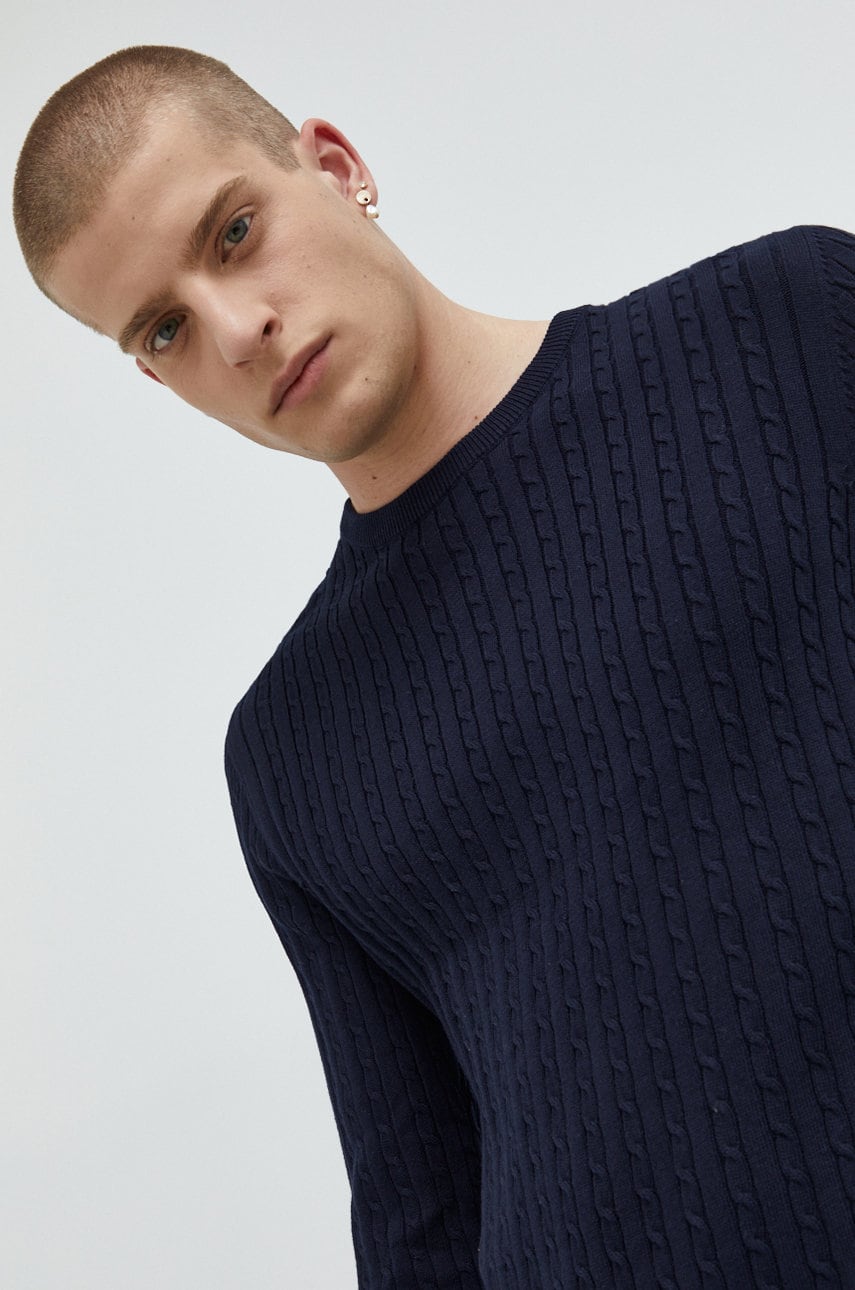 Produkt by jack & jones pulover de bumbac barbati, culoarea albastru marin, light
