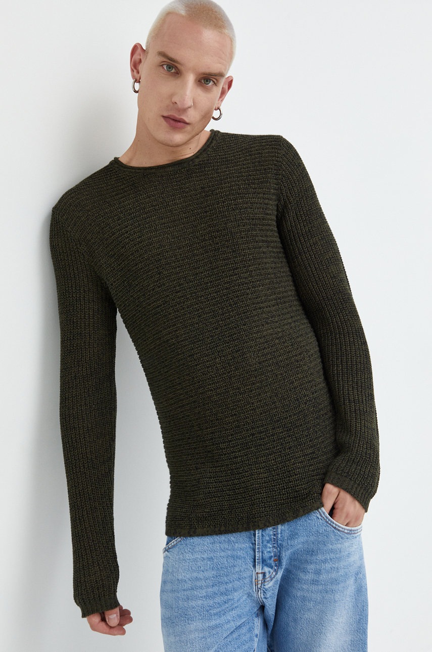 

Хлопковый свитер Produkt by Jack & Jones мужской цвет зелёный лёгкий
