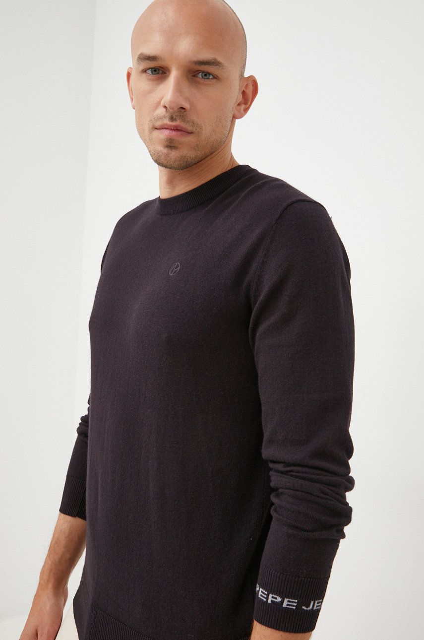 Pepe Jeans sweter z domieszką wełny męski kolor czarny lekki