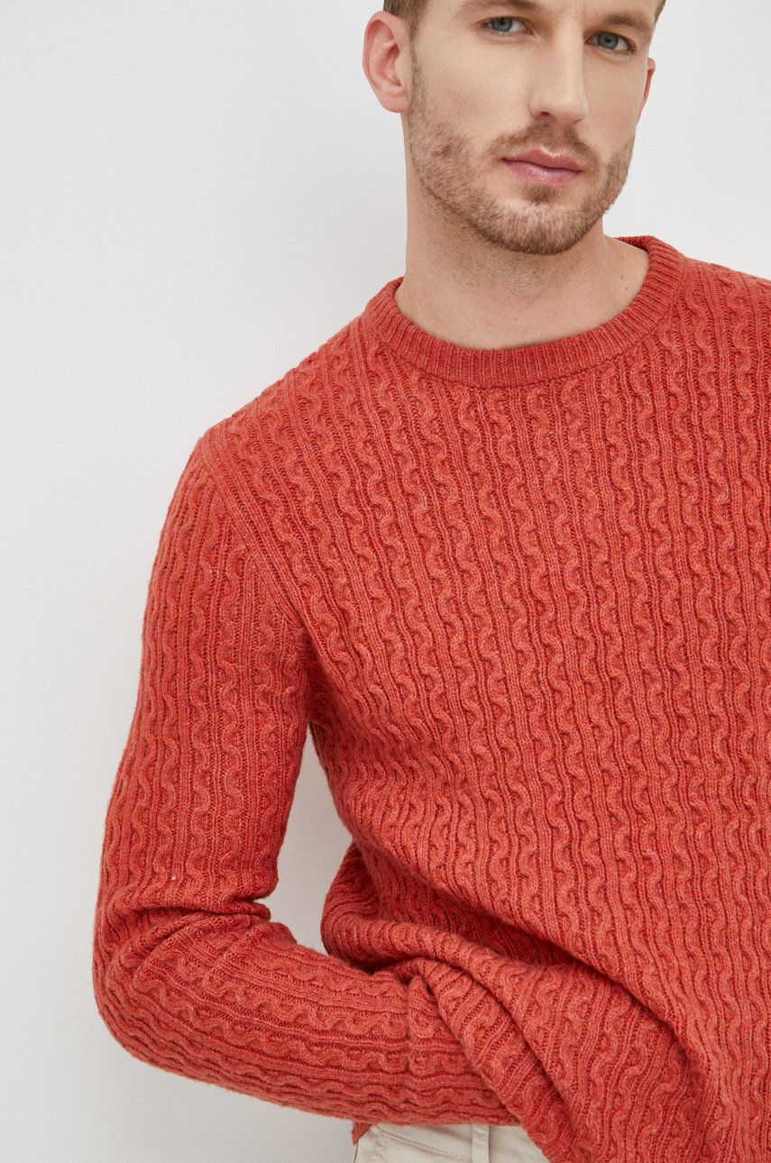 Pepe Jeans pulover din amestec de lana barbati, culoarea rosu, answear.ro