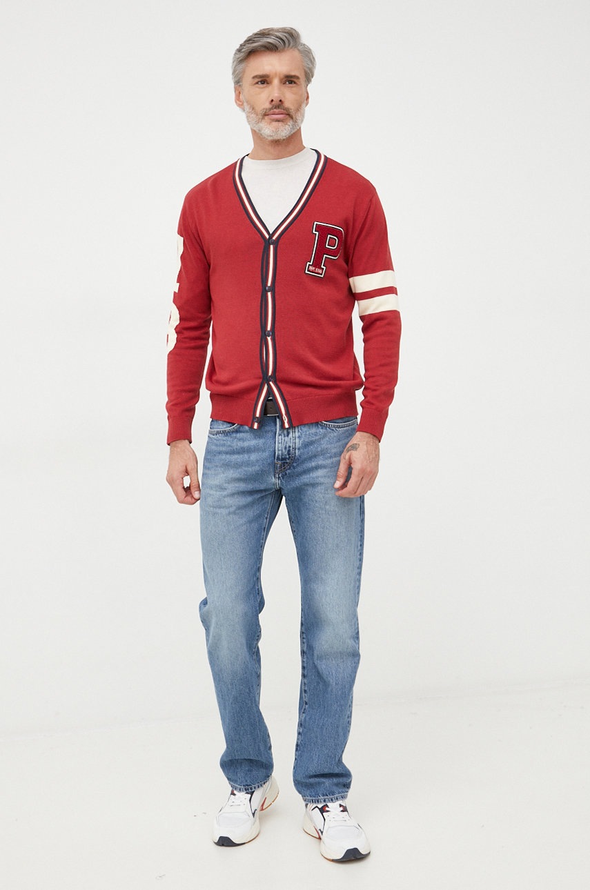 

Хлопковый кардиган Pepe Jeans мужской цвет красный
