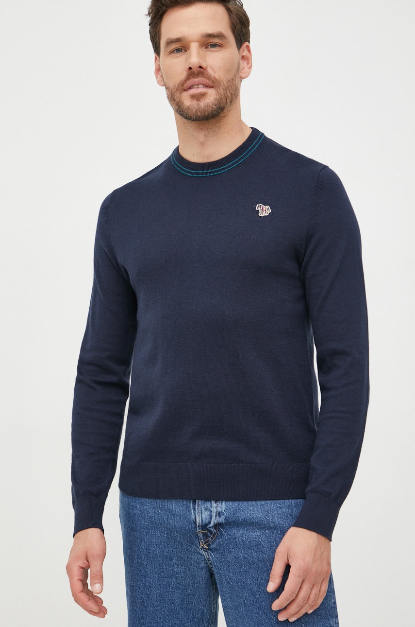 Ps paul smith pulover din amestec de lana barbati, culoarea albastru marin, light