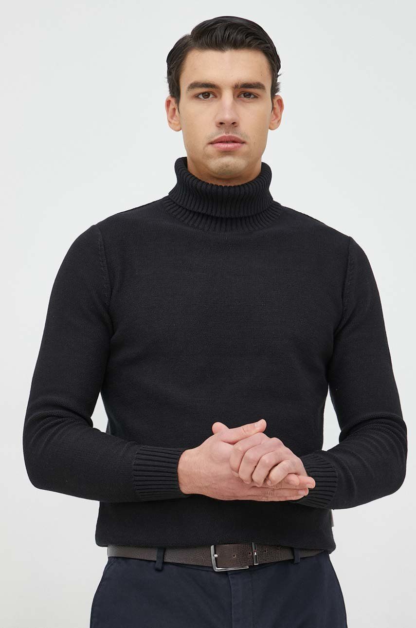 Selected Homme sweter bawełniany męski kolor czarny z golferm