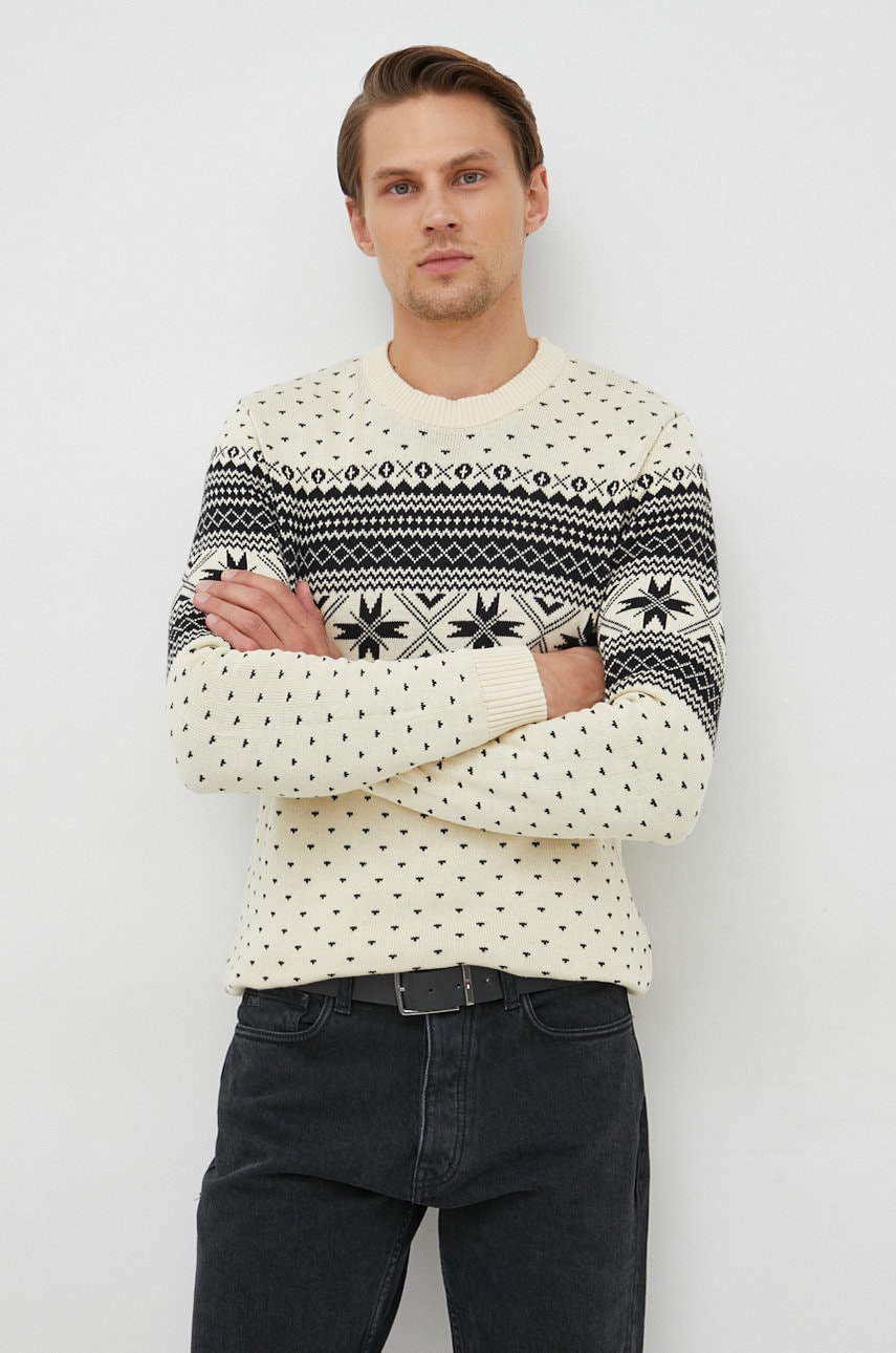 Selected homme pulover de bumbac barbati, culoarea bej,