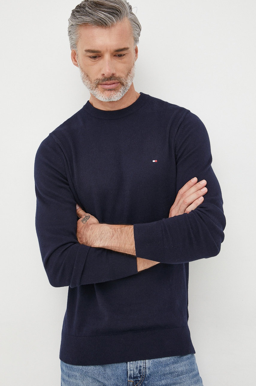 Светр з домішкою кашеміру Tommy Hilfiger чоловічий колір синій легкий 