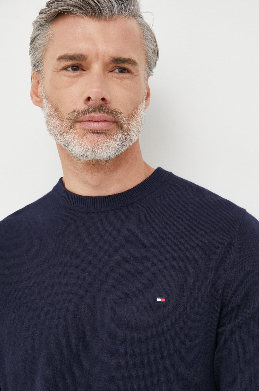Светр з домішкою кашеміру Tommy Hilfiger чоловічий колір синій легкий 