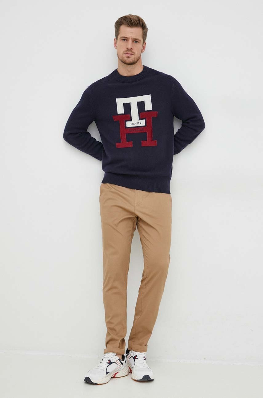 

Шерстяной свитер Tommy Hilfiger мужской цвет синий лёгкий
