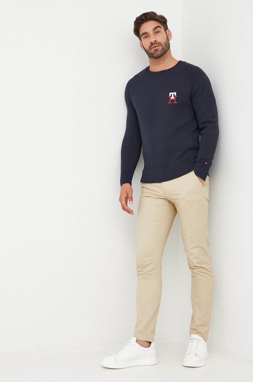 

Бавовняний светер Tommy Hilfiger чоловічий колір синій легкий