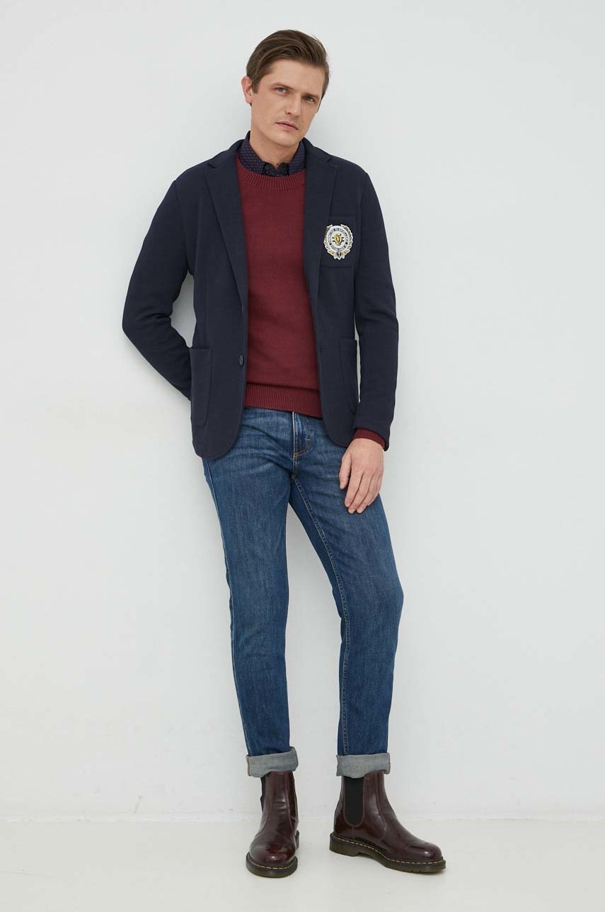

Хлопковый свитер Tommy Hilfiger мужской цвет бордовый лёгкий