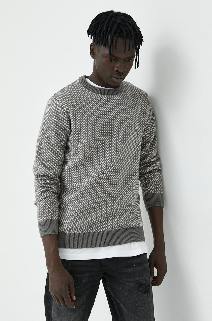 Produkt by Jack & Jones sweter z domieszką wełny męski kolor szary