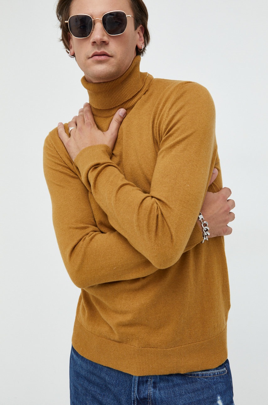 

Пуловер Produkt by Jack & Jones мъжки в кафяво от лека материя с поло, Кафяв