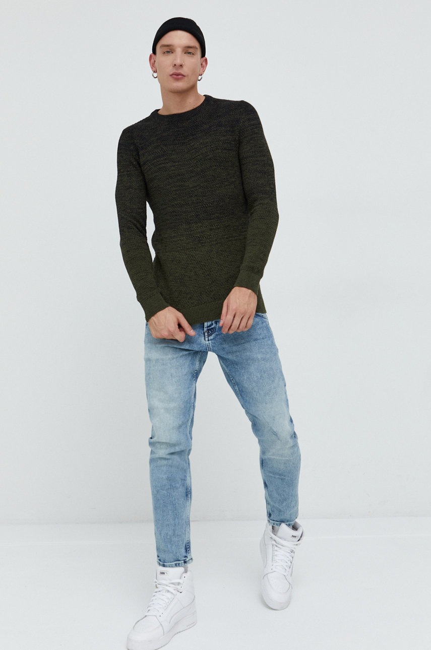 

Бавовняний светер Produkt by Jack & Jones чоловічий колір зелений