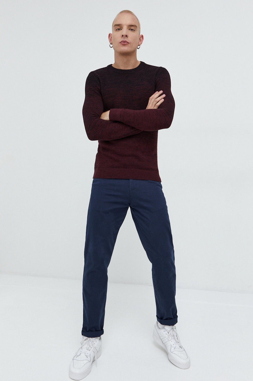 

Бавовняний светер Produkt by Jack & Jones чоловічий колір бордовий