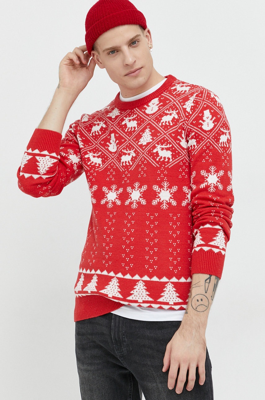 

Светр Produkt by Jack & Jones чоловічий колір червоний легкий
