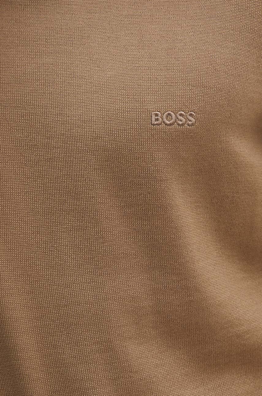 Вовняний светр BOSS чоловічий колір бежевий 