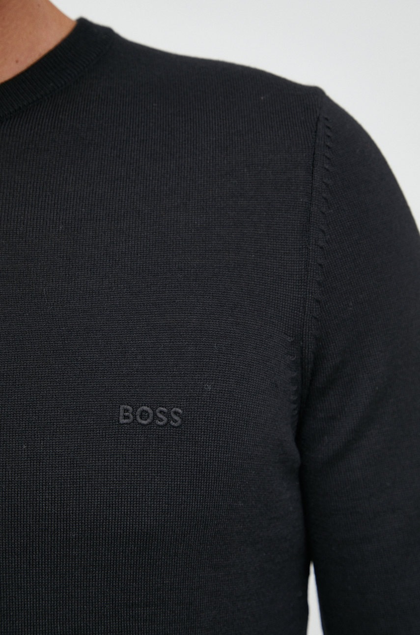 Вовняний светр BOSS чоловічий колір чорний 