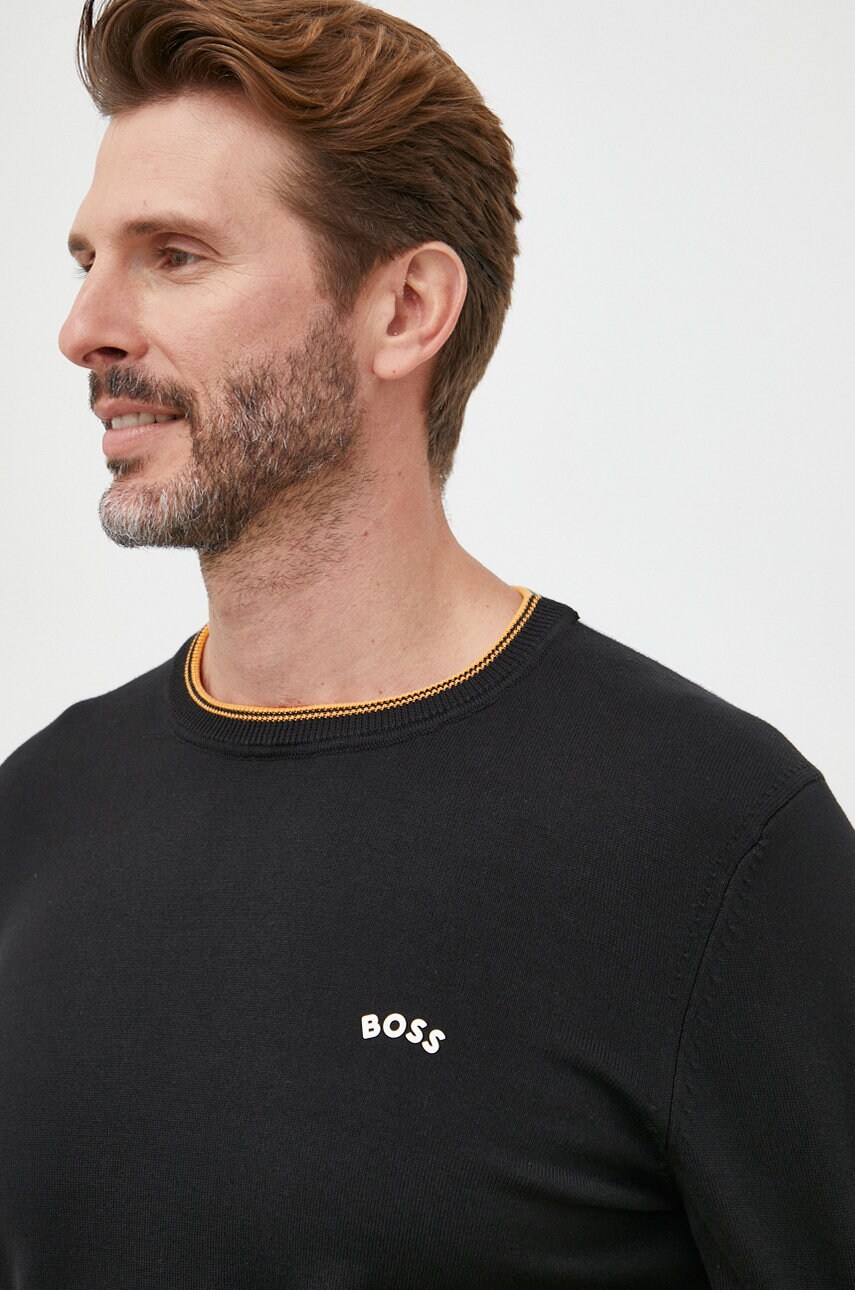 

Бавовняний светер BOSS Boss Athleisure чоловічий колір чорний легкий