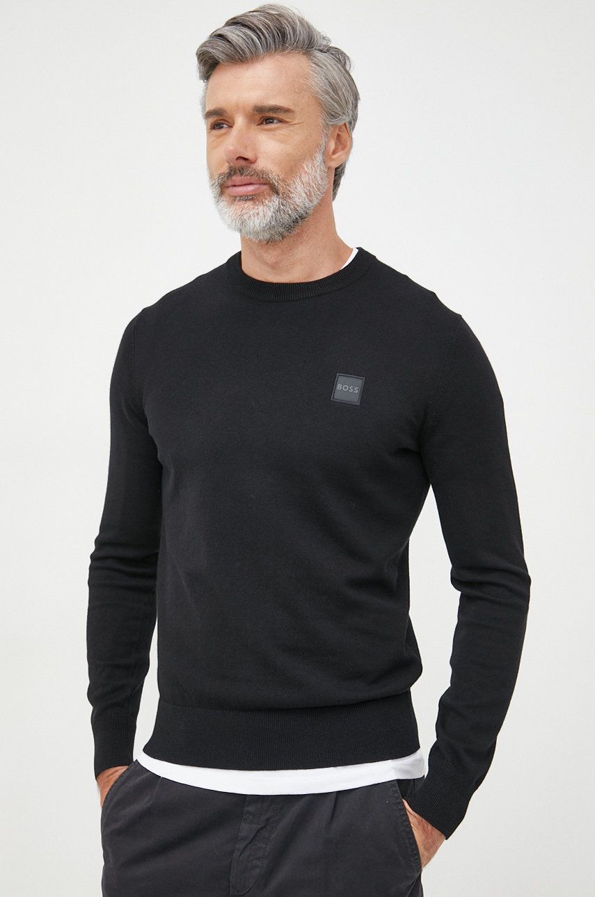 BOSS pulover din amestec de cașmir CASUAL bărbați, culoarea negru, light 50471343