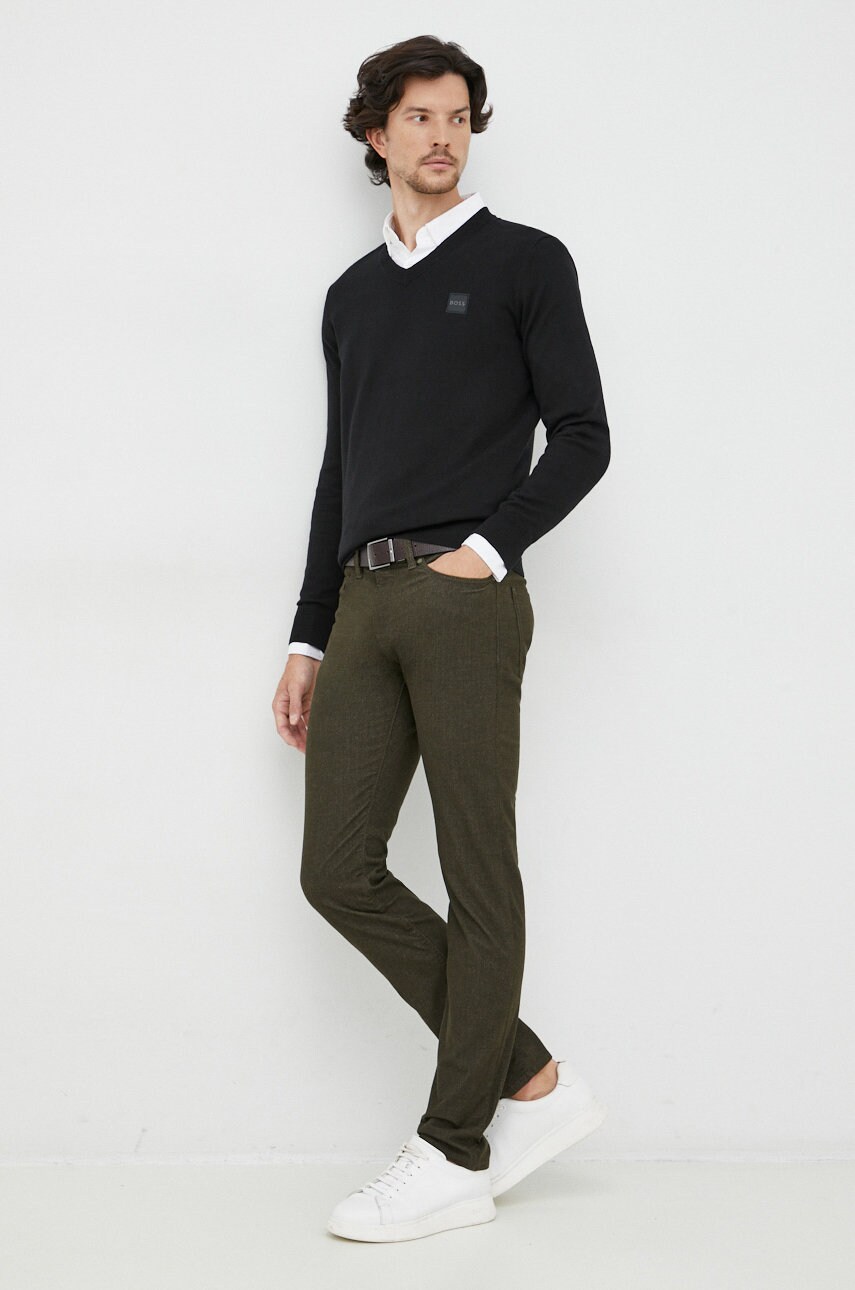 Boss pulover din amestec de casmir boss casual barbati, culoarea negru, light