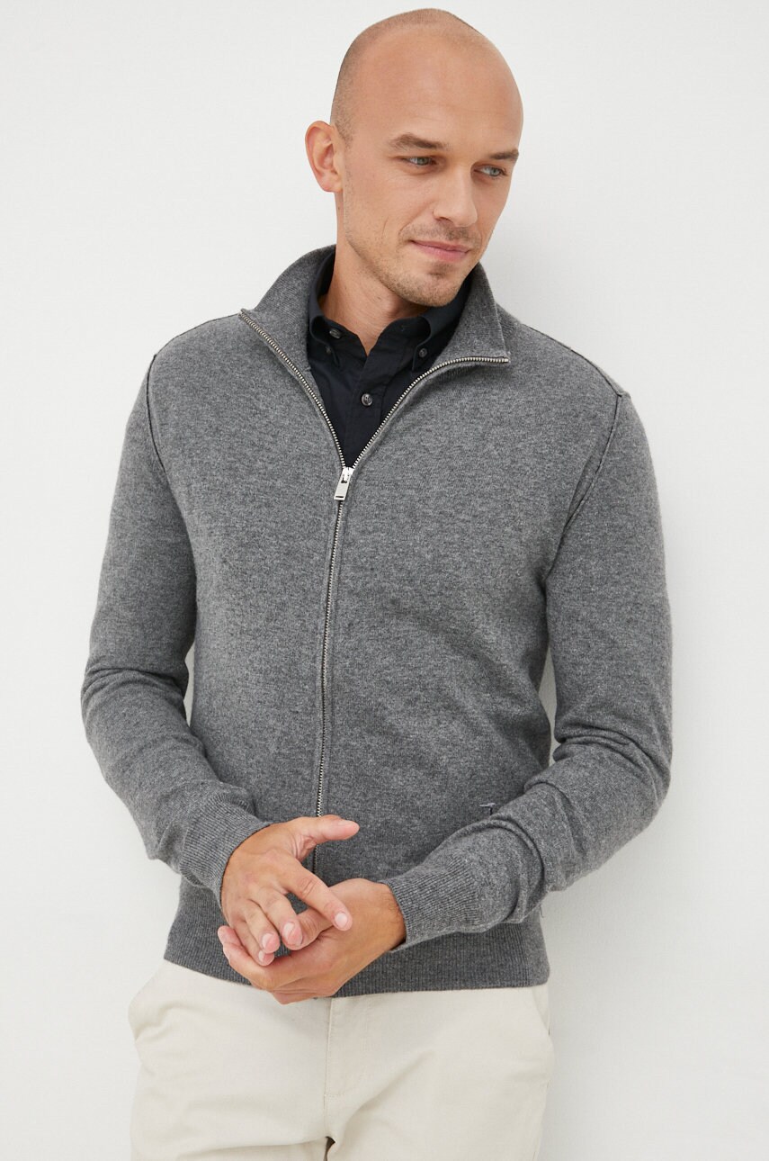 Trussardi cardigan din amestec de lana barbati, culoarea gri