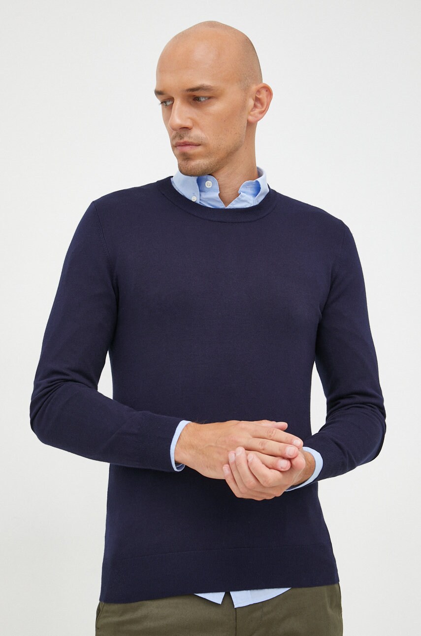 Trussardi pulover barbati, culoarea albastru marin, light