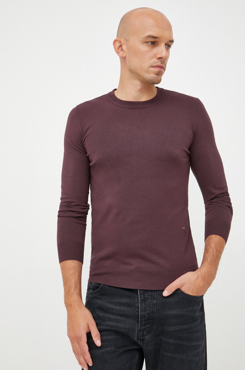 Trussardi pulover barbati, culoarea maro, light