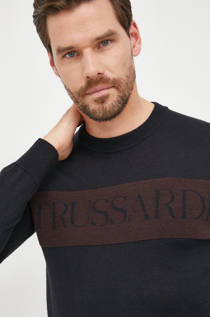 Trussardi pulover de lana barbati, culoarea negru, light