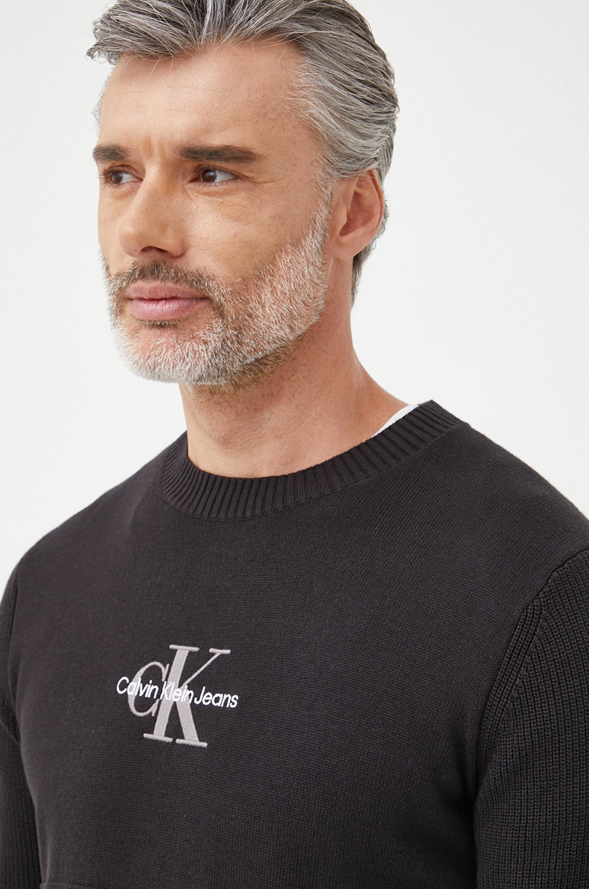 

Памучен пуловер Calvin Klein Jeans мъжки в черно, Черен