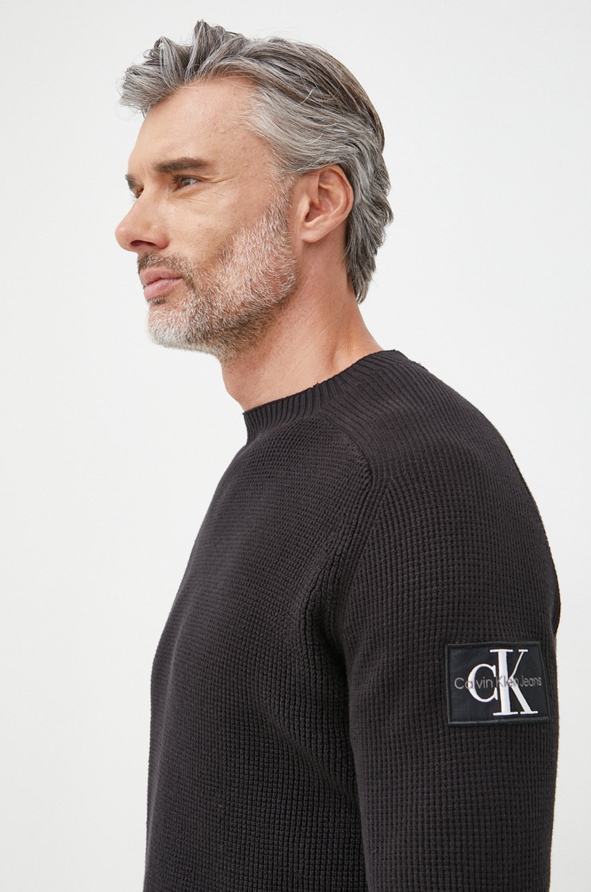 

Памучен пуловер Calvin Klein Jeans мъжки в черно, Черен