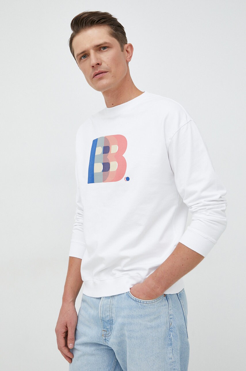 

Памучен суичър United Colors of Benetton в бяло с принт, Бял