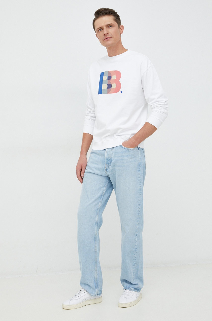 

Бавовняна кофта United Colors of Benetton чоловіча колір білий з принтом