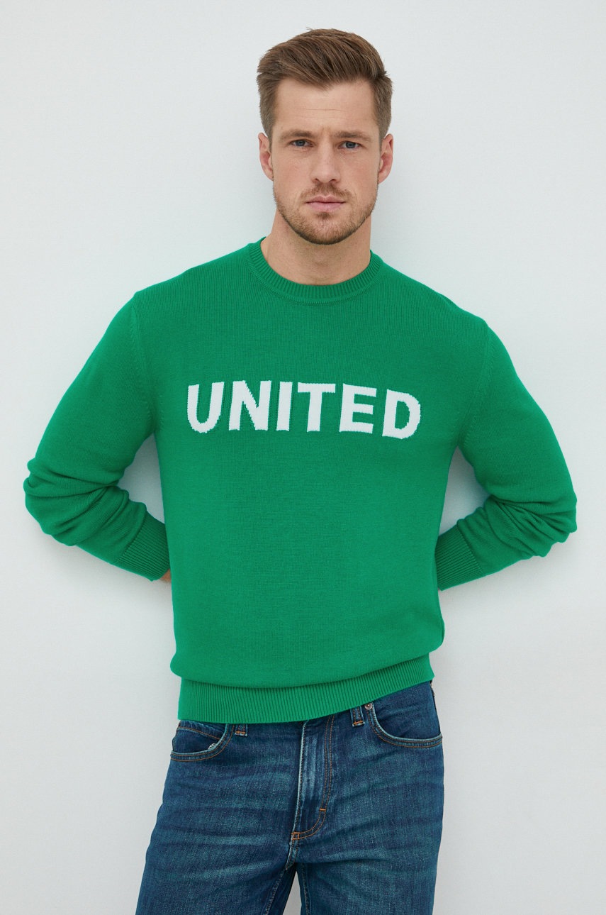 

Свитер United Colors of Benetton мужской цвет зелёный лёгкий