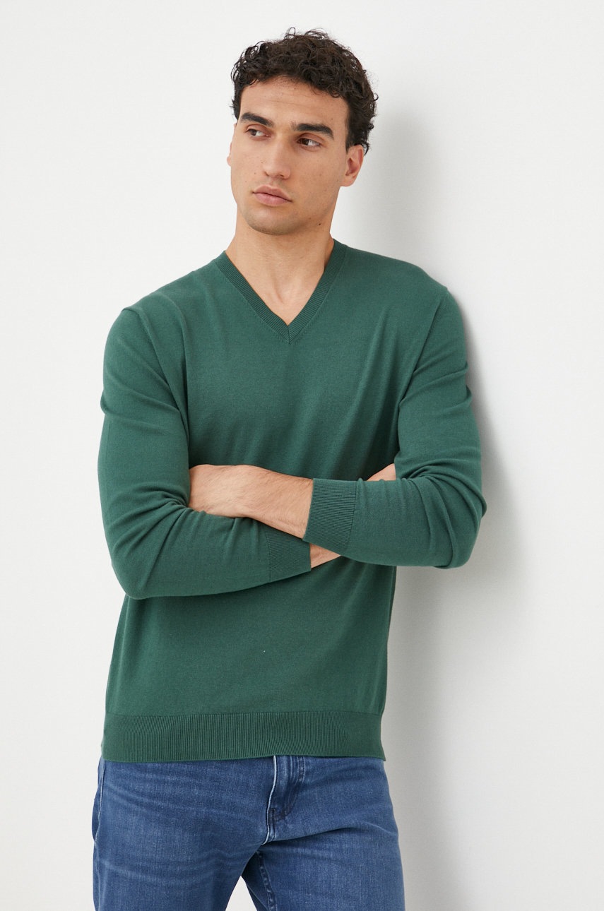 

Пуловер United Colors of Benetton мъжки в зелено от лека материя, Зелен