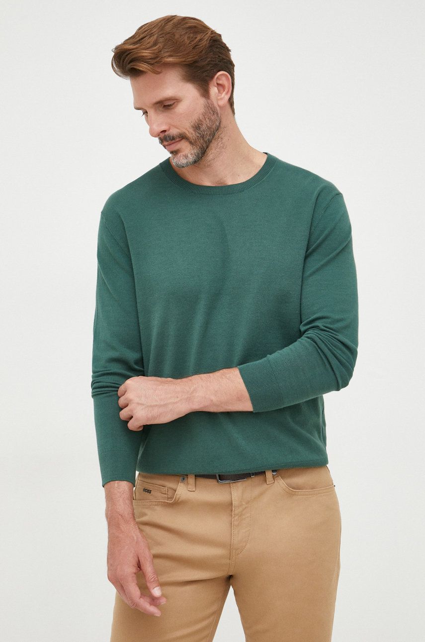 United Colors of Benetton pulover barbati, culoarea verde, light