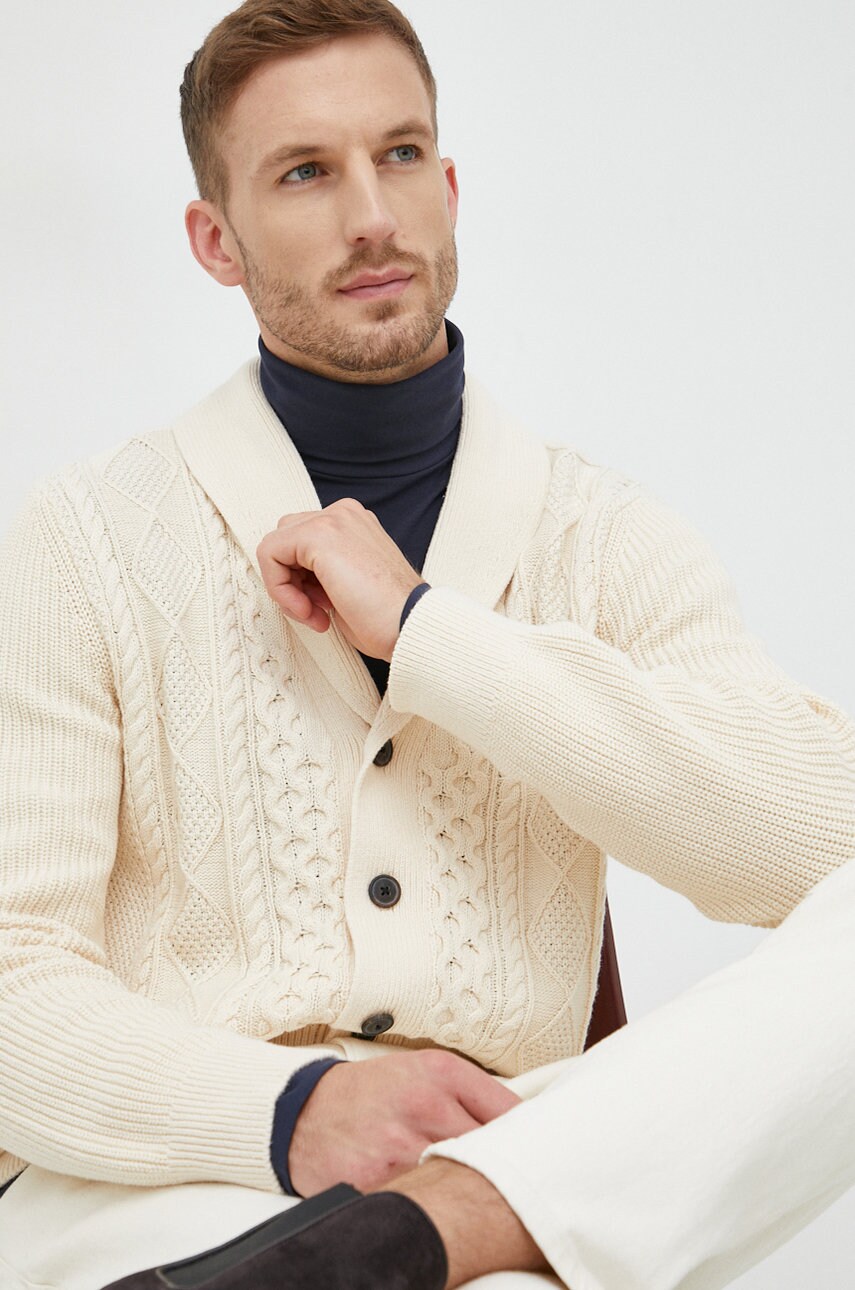 Gap cardigan din bumbac barbati, culoarea bej