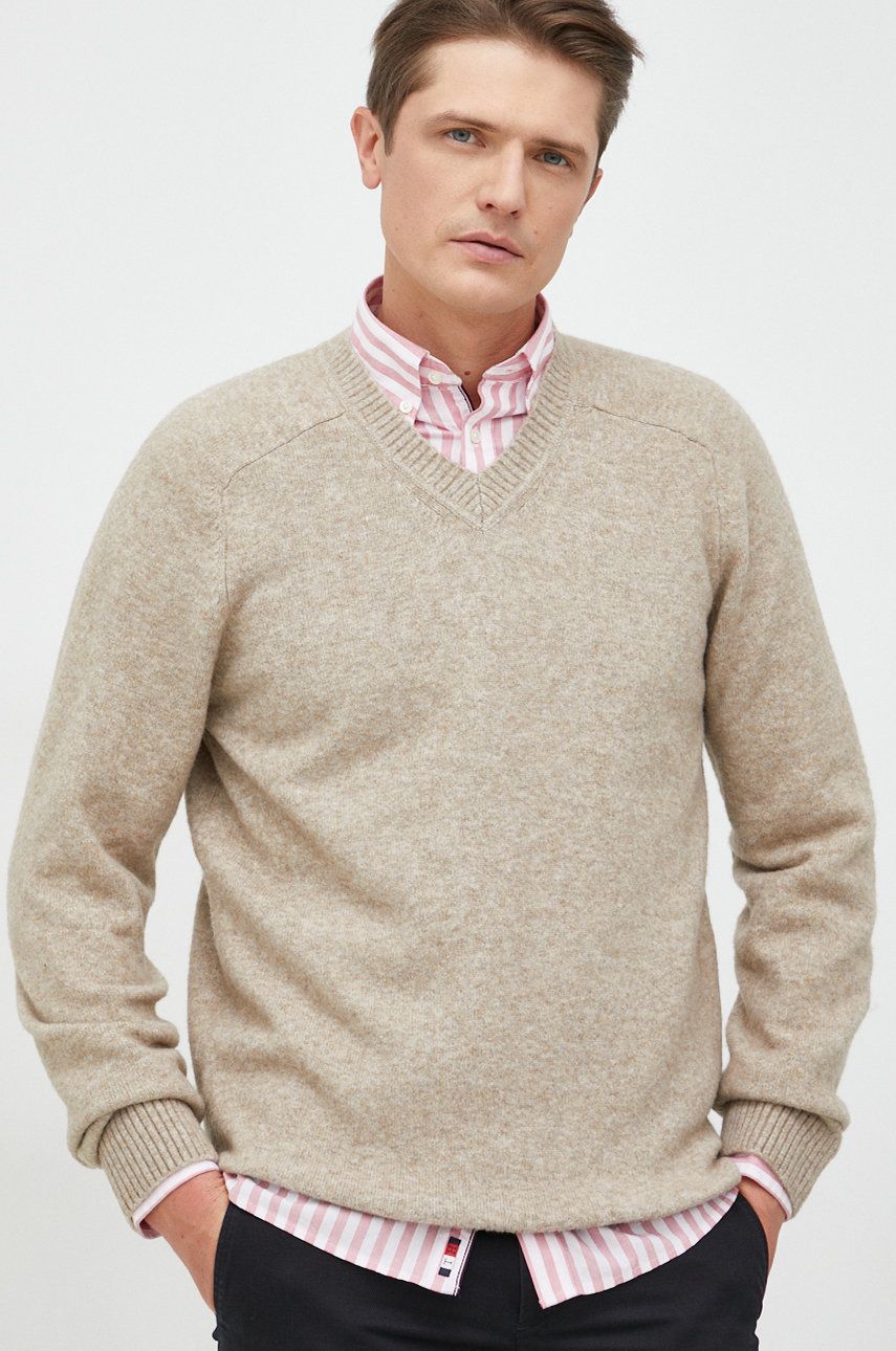 GAP pulover din amestec de lana barbati, culoarea bej, light amestec imagine noua