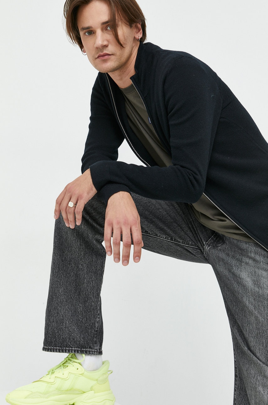 Superdry cardigan din lana barbati, culoarea negru