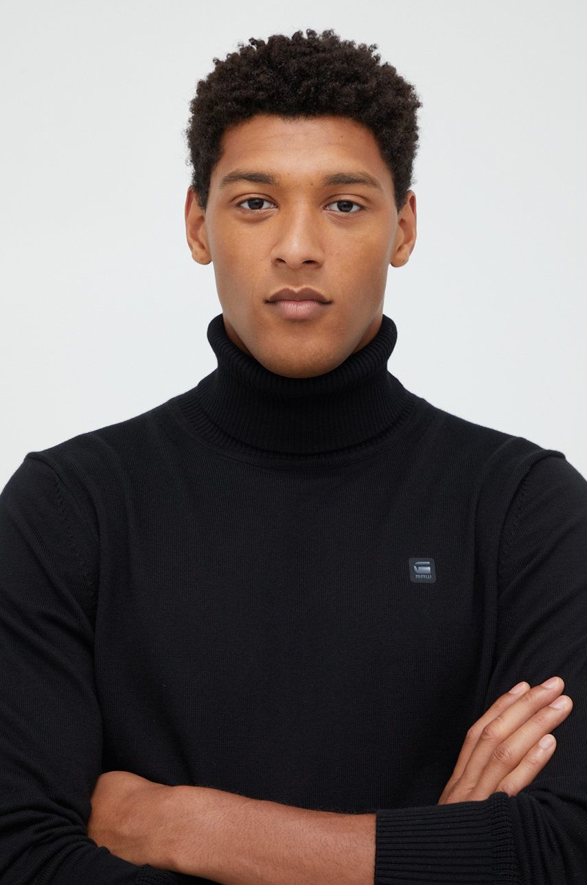 G-Star Raw pulover barbati, culoarea negru, light, cu guler answear.ro imagine noua