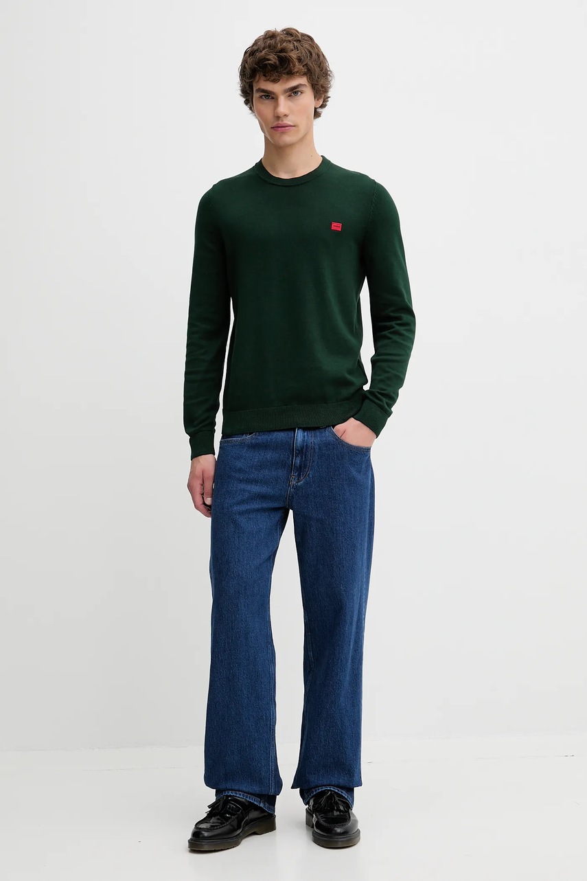 Хлопковый свитер HUGO цвет чёрный лёгкий 50475083