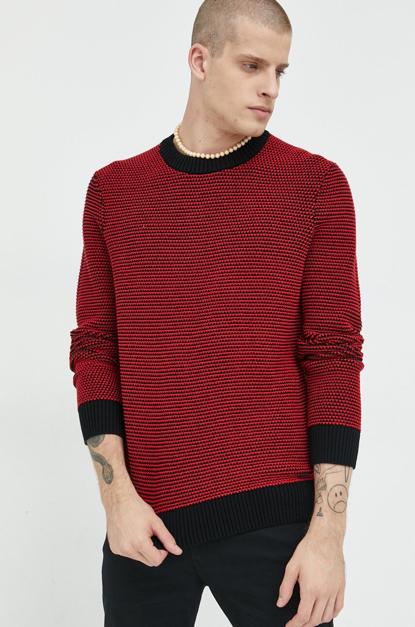 Hugo pulover de bumbac barbati, culoarea negru,