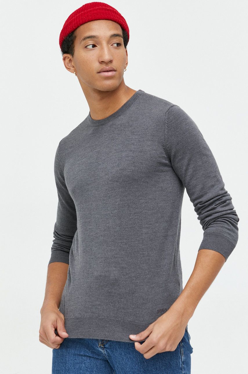 HUGO pulover de lana barbati, culoarea gri, light answear.ro imagine 2022