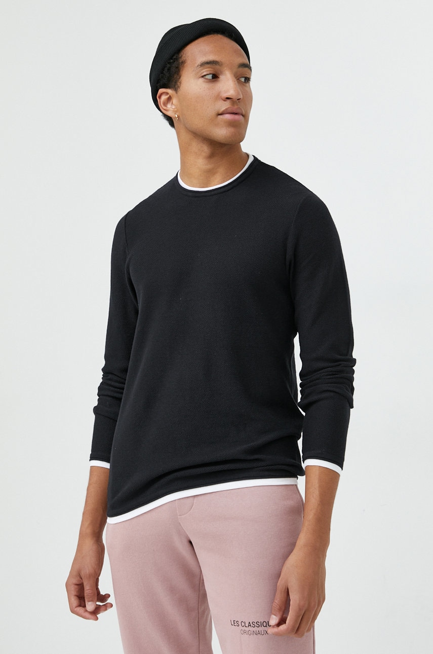 Jack & jones pulover de bumbac jortwinn barbati, culoarea negru, light