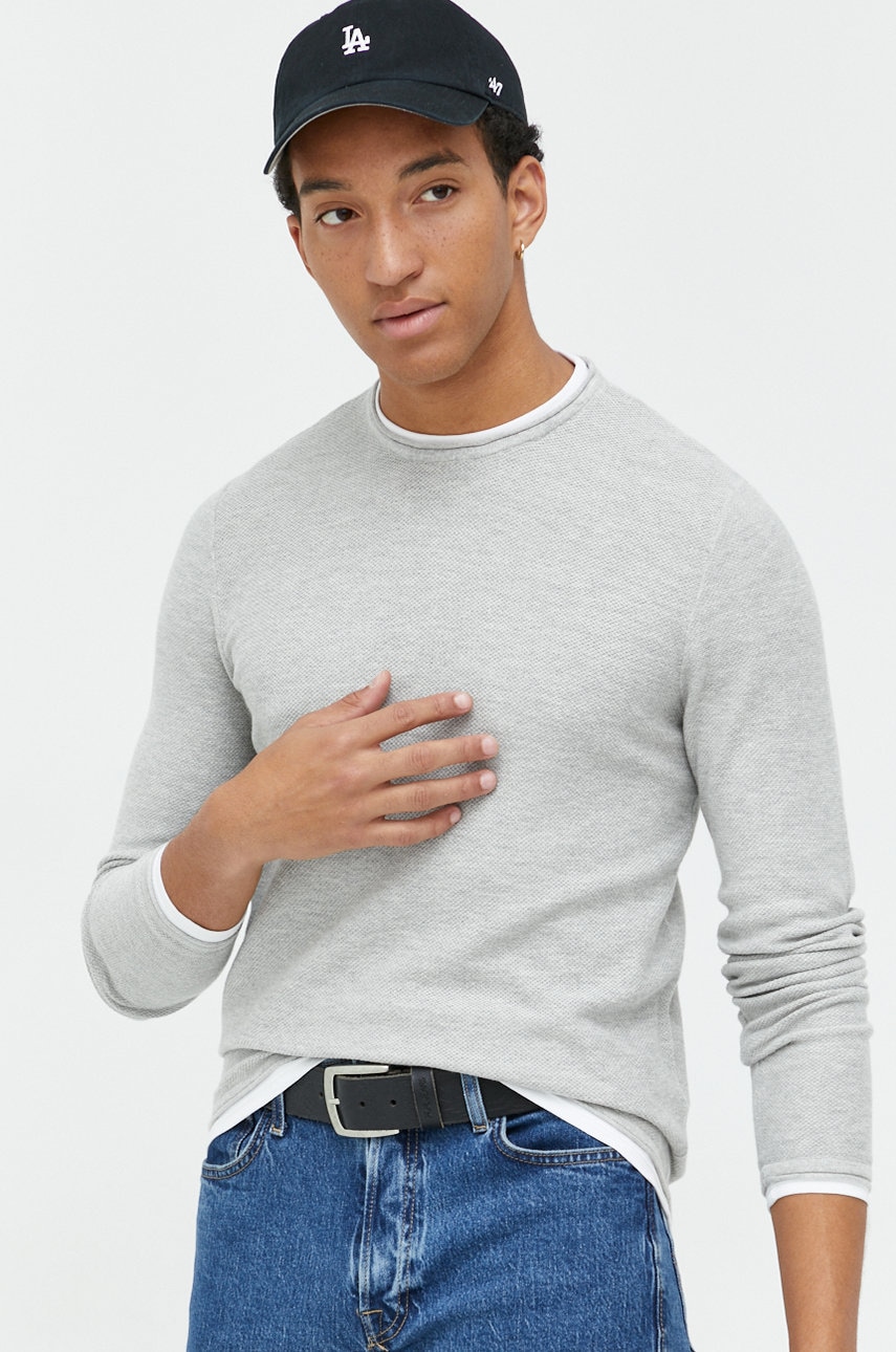 Jack & jones pulover de bumbac jortwinn barbati, culoarea gri, light