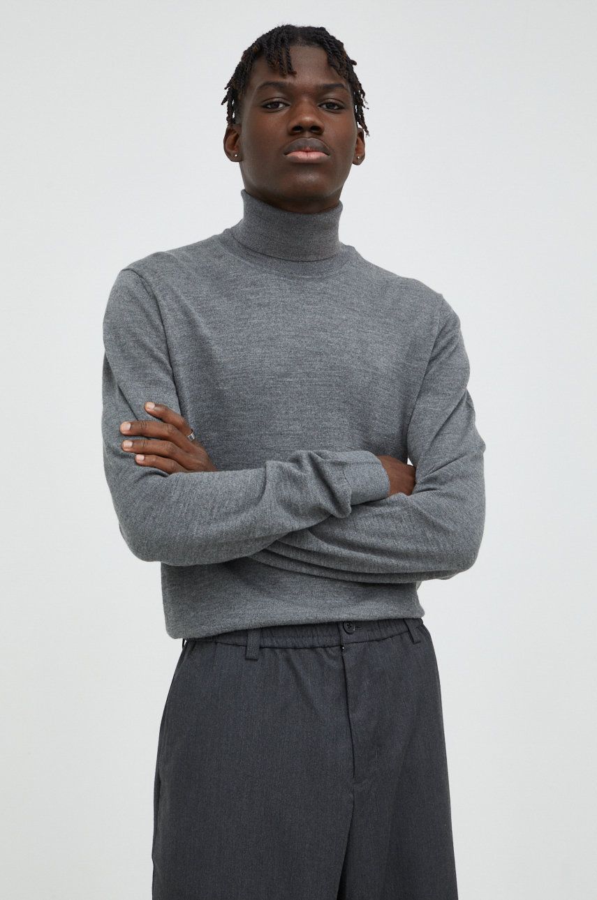 Marc O’Polo pulover de lana barbati, culoarea gri, light, cu guler answear.ro imagine noua