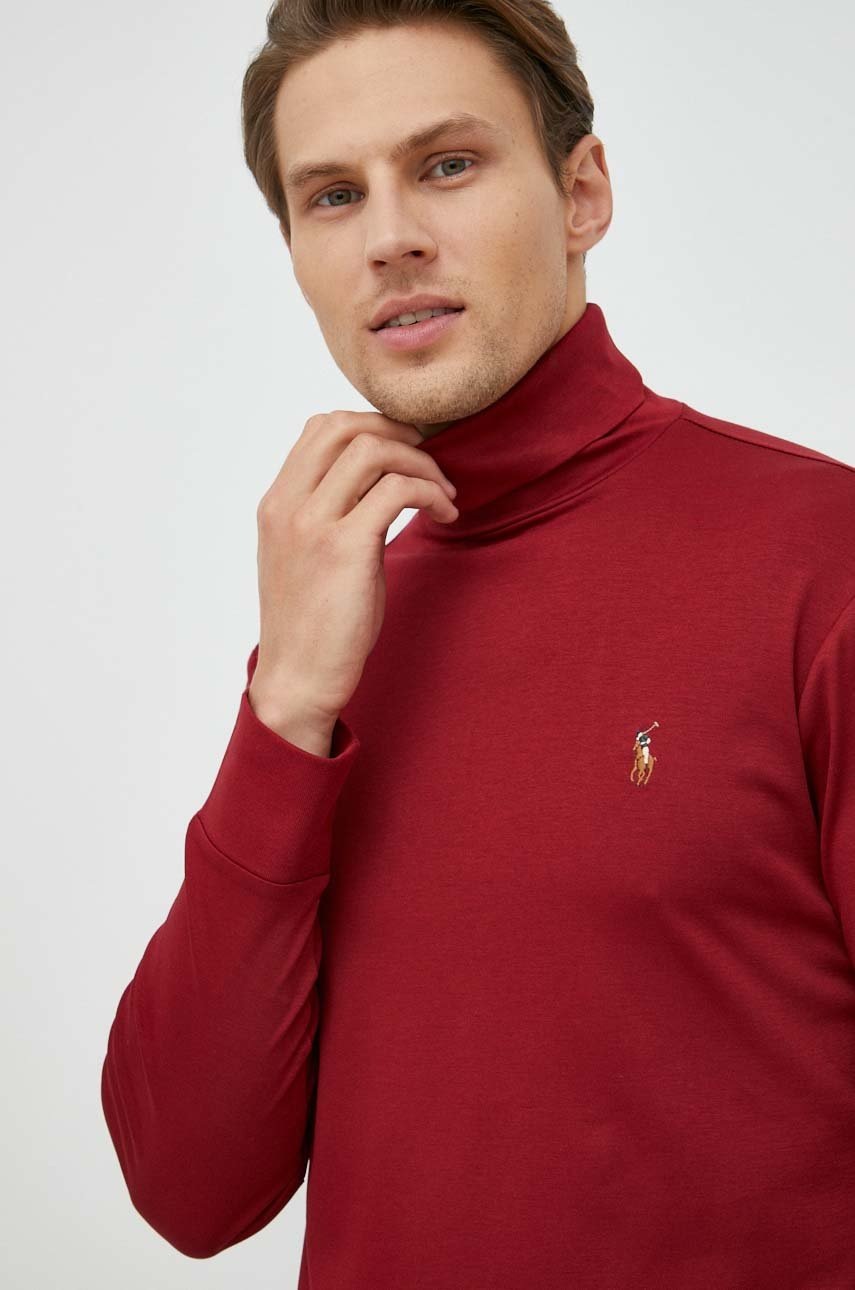 

Памучна блуза с дълги ръкави Polo Ralph Lauren в червено с изчистен дизайн, Червен