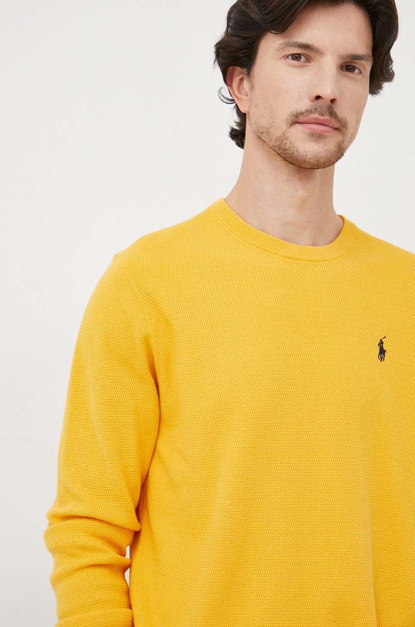 

Хлопковый свитер Polo Ralph Lauren мужской цвет жёлтый лёгкий