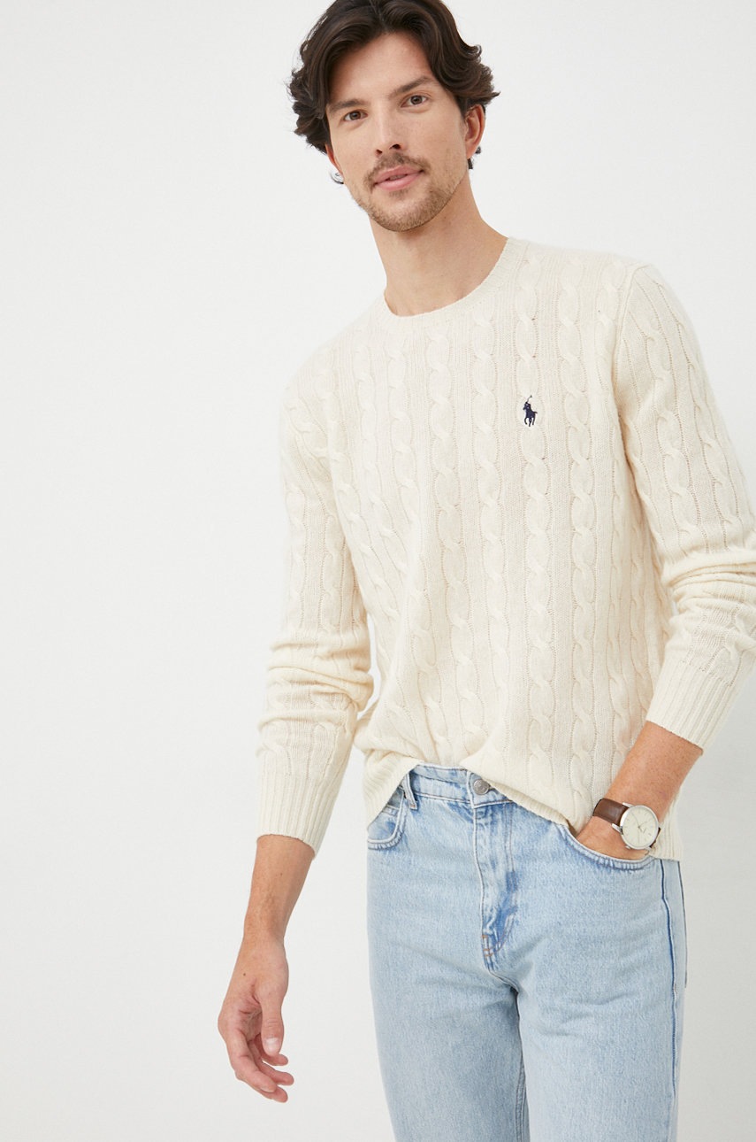

Свитер Polo Ralph Lauren мужской цвет бежевый лёгкий