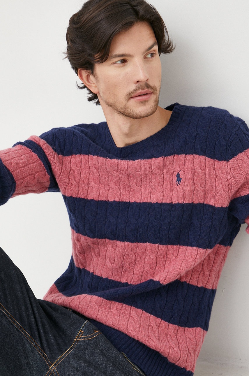 

Вълнен пуловер Polo Ralph Lauren мъжки от лека материя, Многоцветен